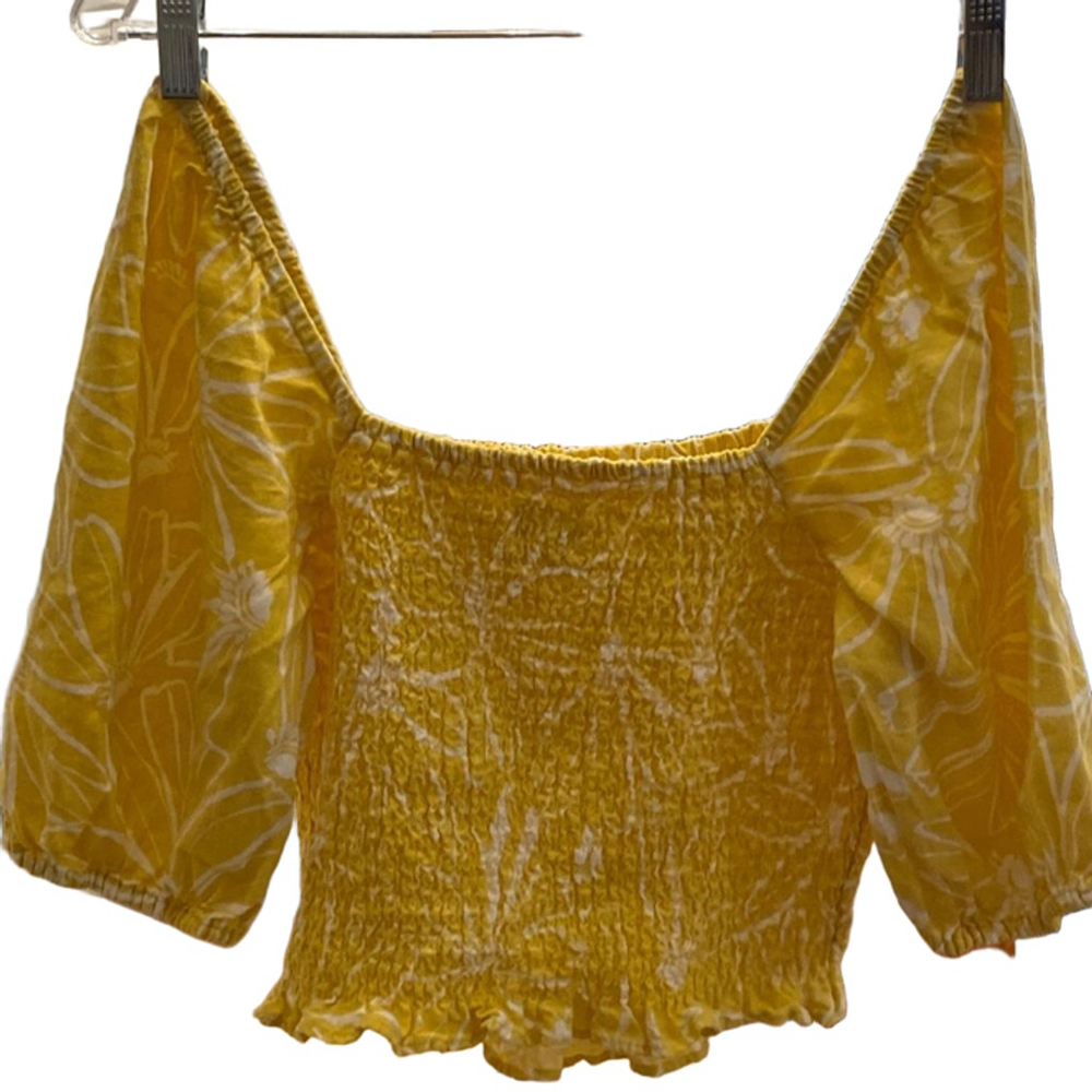 Women's Universal Thread Yellow Floral Crop Top Size S - Picture 2 of 4